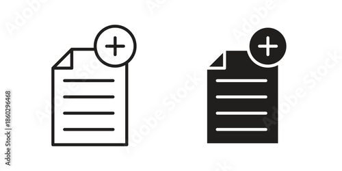Add document icons. glyph icon vector on white background. Flat and line vector