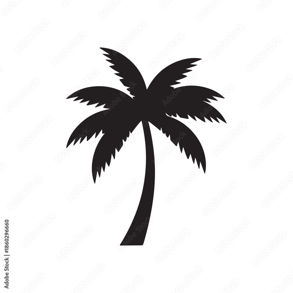 Obraz premium Palm tree silhouette icon vector flat design