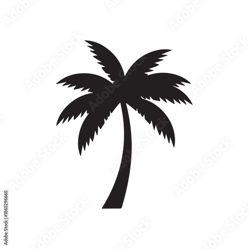 Palm tree silhouette icon vector flat design