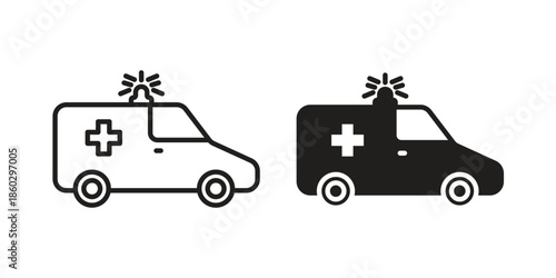 Ambulance icons. glyph icon vector on white background. Flat and line vector