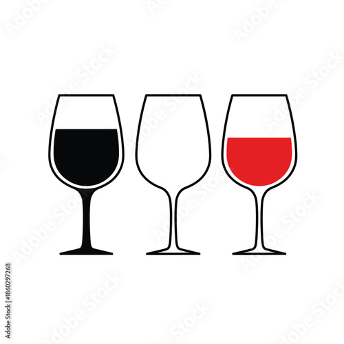 A simple illustration depicts three wine glasses each containing a different level of red liquid