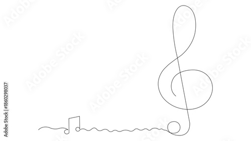 Minimalist continuous line treble clef drawing