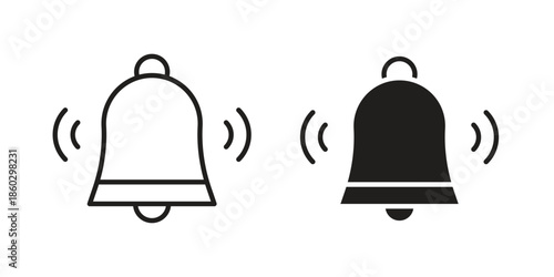 Bell ring icons. glyph icon vector on white background. Flat and line vector