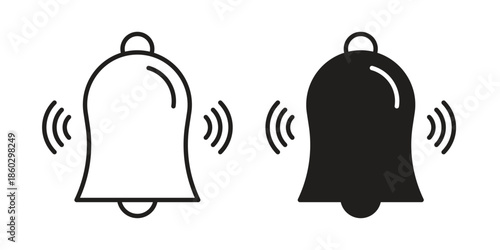 Bell ring icons. glyph icon vector on white background. Flat and line vector