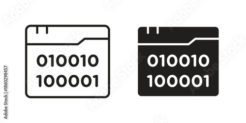 Binary code icons. glyph icon vector on white background. Flat and line vector