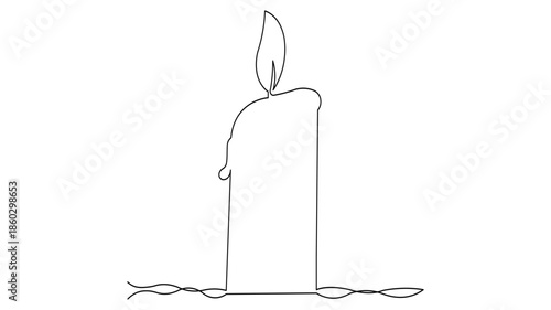 Simple black and white line drawing of a lit candle