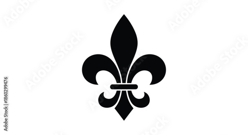 Classic black fleur-de-lis symbol centered on a white background representing traditional French heritage and royalty.