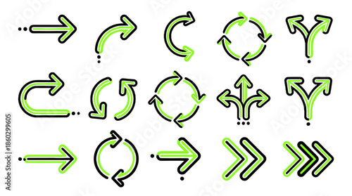 Collection of Various Arrow Shapes and Directional Symbols for Navigation and Design