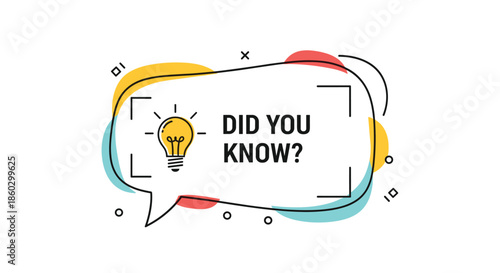 Educational concept featuring the question did you know inside a decorative speech bubble with a glowing lightbulb icon.