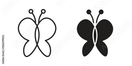 Butterfly icons. glyph icon vector on white background. Flat and line vector
