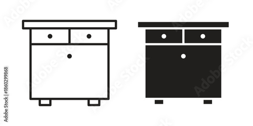 Cabinet icons. glyph icon vector on white background. Flat and line vector