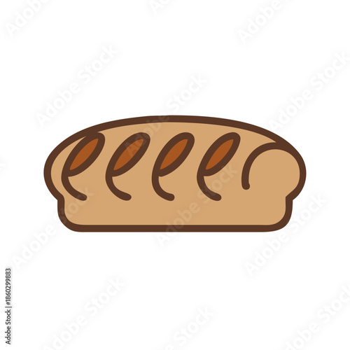 Icon of a loaf of bread in a minimalist design on a white background
