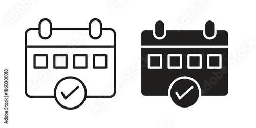 Calendar check icons. glyph icon vector on white background. Flat and line vector