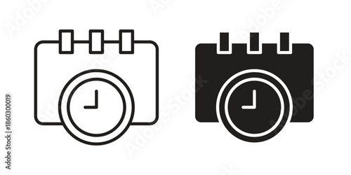 Calendar clock icons. glyph icon vector on white background. Flat and line vector