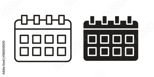 Calendar icons. glyph icon vector on white background. Flat and line vector