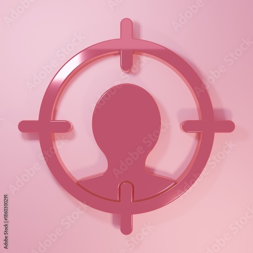 Pink Head hunting icon isolated on pink background. Business target or Employment sign. Human resource and recruitment for business. Minimalism concept. 3D render illustration