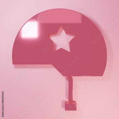 Pink Military helmet icon isolated on pink background. Army hat symbol of defense and protect. Protective hat. Minimalism concept. 3D render illustration