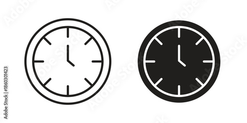 Clock icons. glyph icon vector on white background. Flat and line vector