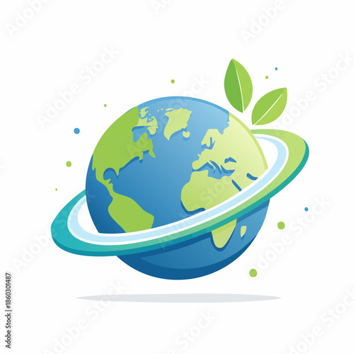 Earth with Leaves - A Symbol of Environmental Sustainability.