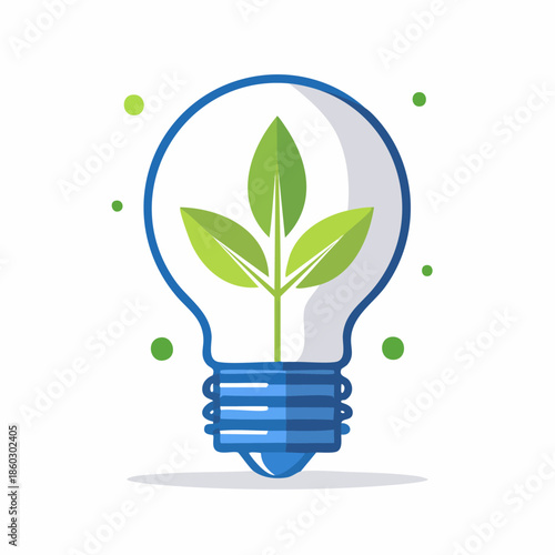 Eco-Friendly Light Bulb with Plant Inside Illustration.