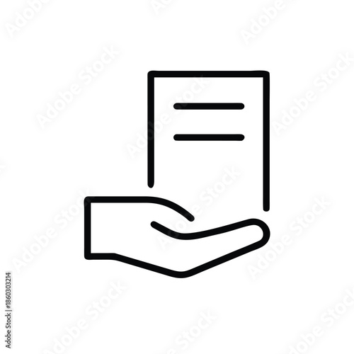 Minimal Line Art Icon Hand Holding Resume
