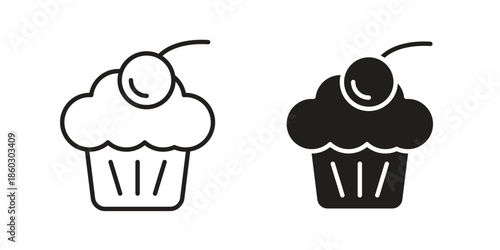 Cupcake icons. glyph icon vector on white background. Flat and line vector