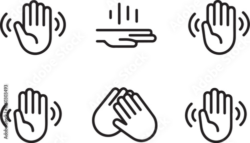 Gesture icon set waving hands