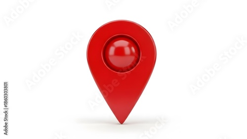 Free Download A close-up shot of a bright red location pin icon against a plain background. The pin is rendered in a glossy style, indicating a modern digital presence. - GFXLoad