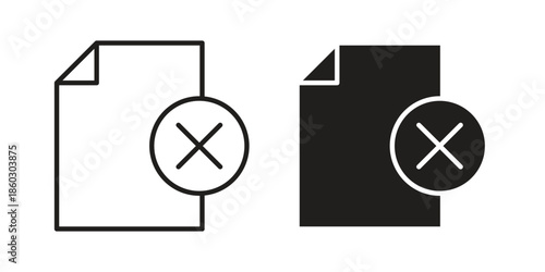 Delete Document icons. glyph icon vector on white background. Flat and line vector