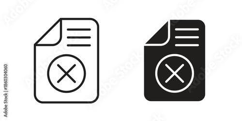 Delete Document icons. glyph icon vector on white background. Flat and line vector