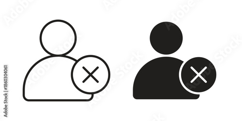 Delete user icons. glyph icon vector on white background. Flat and line vector