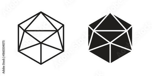 Dice d20 icons. glyph icon vector on white background. Flat and line vector