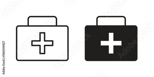 Doctor bag icons. glyph icon vector on white background. Flat and line vector