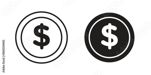 Dollar icons. glyph icon vector on white background. Flat and line vector