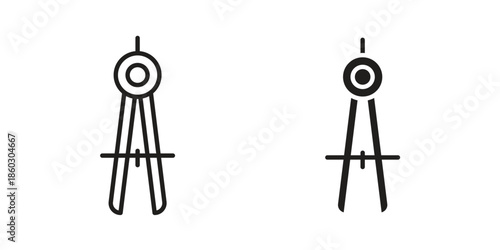 Drafting compass icons. glyph icon vector on white background. Flat and line vector