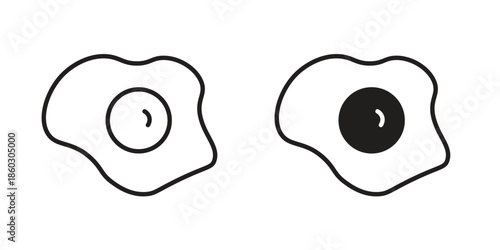 Egg fried icons. glyph icon vector on white background. Flat and line vector