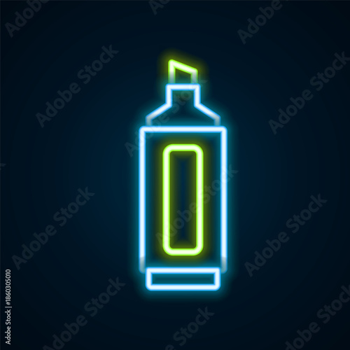 Glowing neon line Marker pen icon isolated on black background. Colorful outline concept. Vector