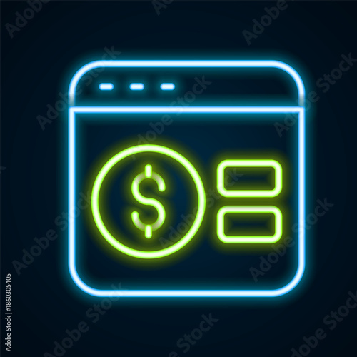 Glowing neon line Online poker table game icon isolated on black background. Online casino. Colorful outline concept. Vector