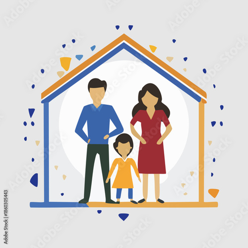 Family Togetherness and Security in a Home Illustration.