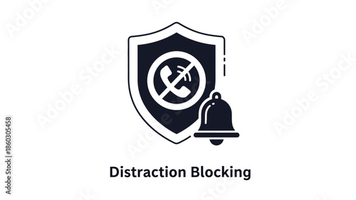 Digital Distraction Blocking Icon: Shielding Calls and Notifications for Enhanced Focus