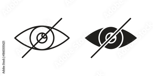 Eye crossed icons. glyph icon vector on white background. Flat and line vector