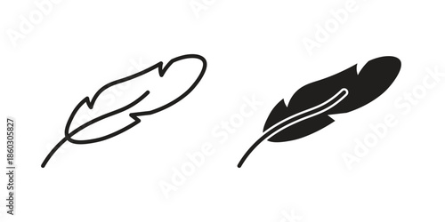 Feather icons. glyph icon vector on white background. Flat and line vector