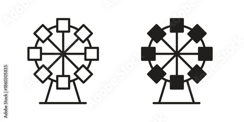 Ferris wheel icons. glyph icon vector on white background. Flat and line vector