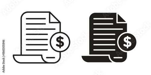 File invoice icons. glyph icon vector on white background. Flat and line vector