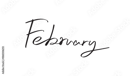 February month text font calligraphy hand written lettering script black color object icon february month sign symbol happy valentine day love heart wedding banner february month greeting card romance