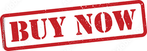 Red buy now stamp on white background