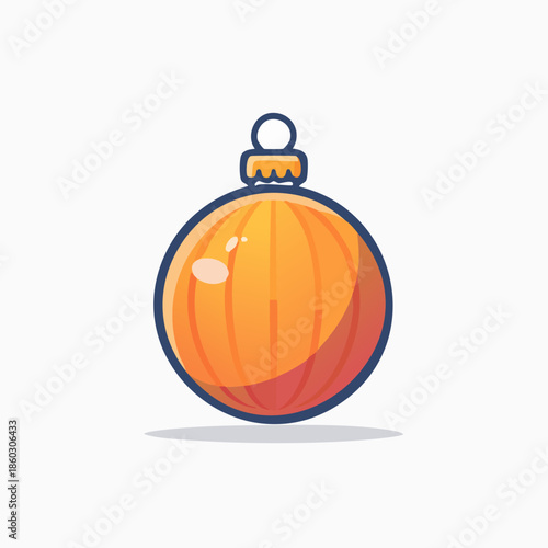 Festive Orange Christmas Ornament with Blue Outline.