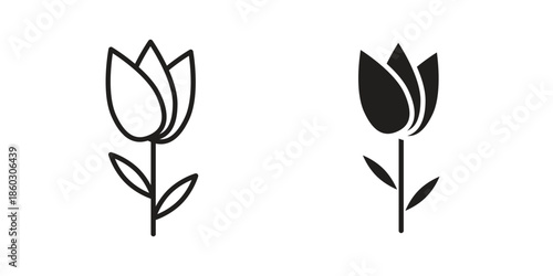Flower tulip icons. glyph icon vector on white background. Flat and line vector
