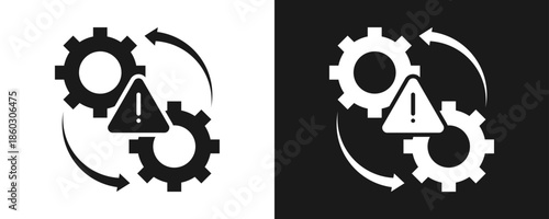 Operational Failures Icon Set Glyph In White And Black Background