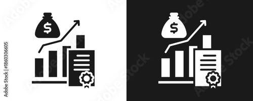 Fiscal Policy Icon Set Glyph In White And Black Background